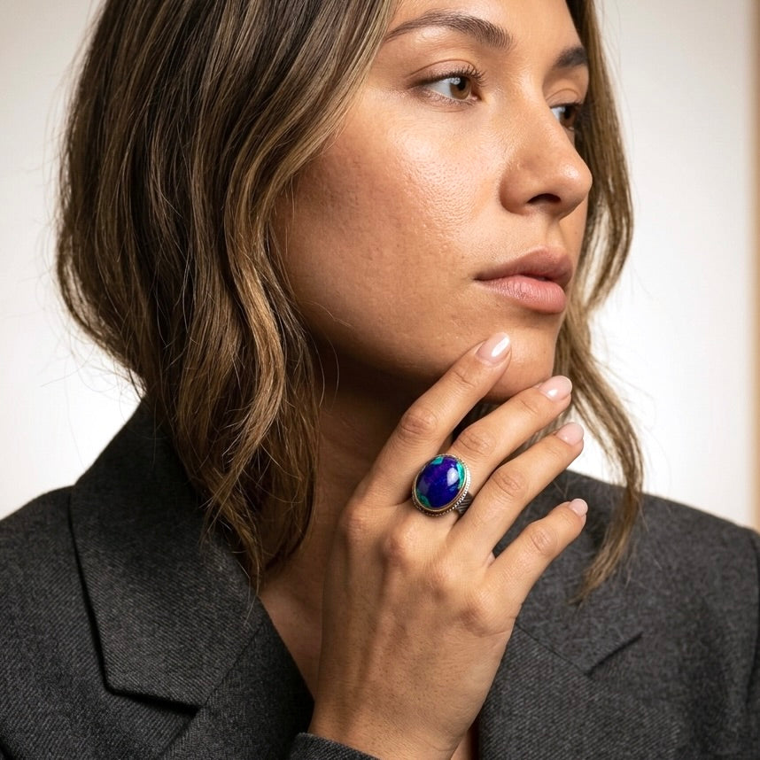 Azurite malachite ring