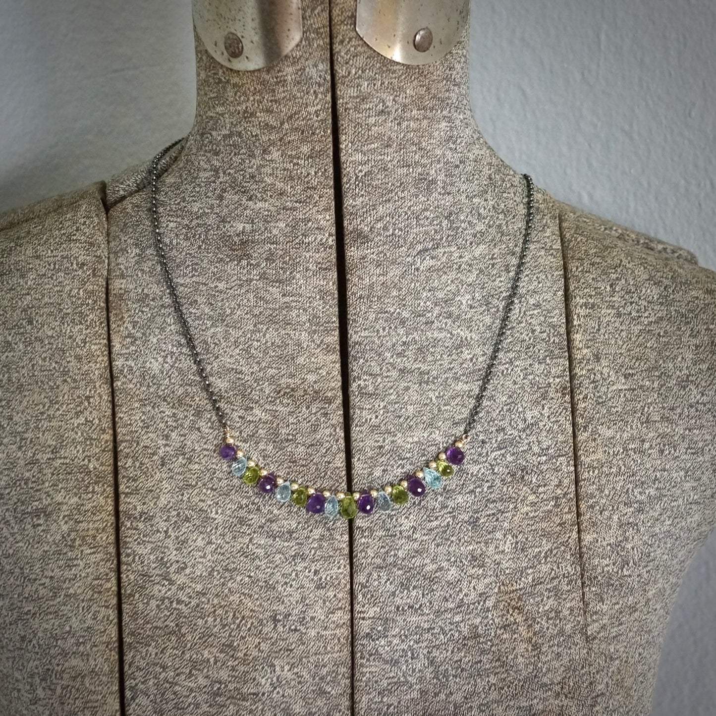 Amethyst, topaz and peridot briolette necklace