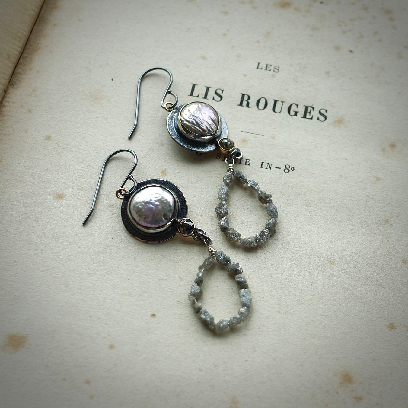 Pearl and diamond earrings