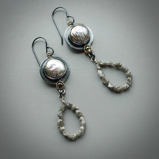 Pearl and diamond earrings