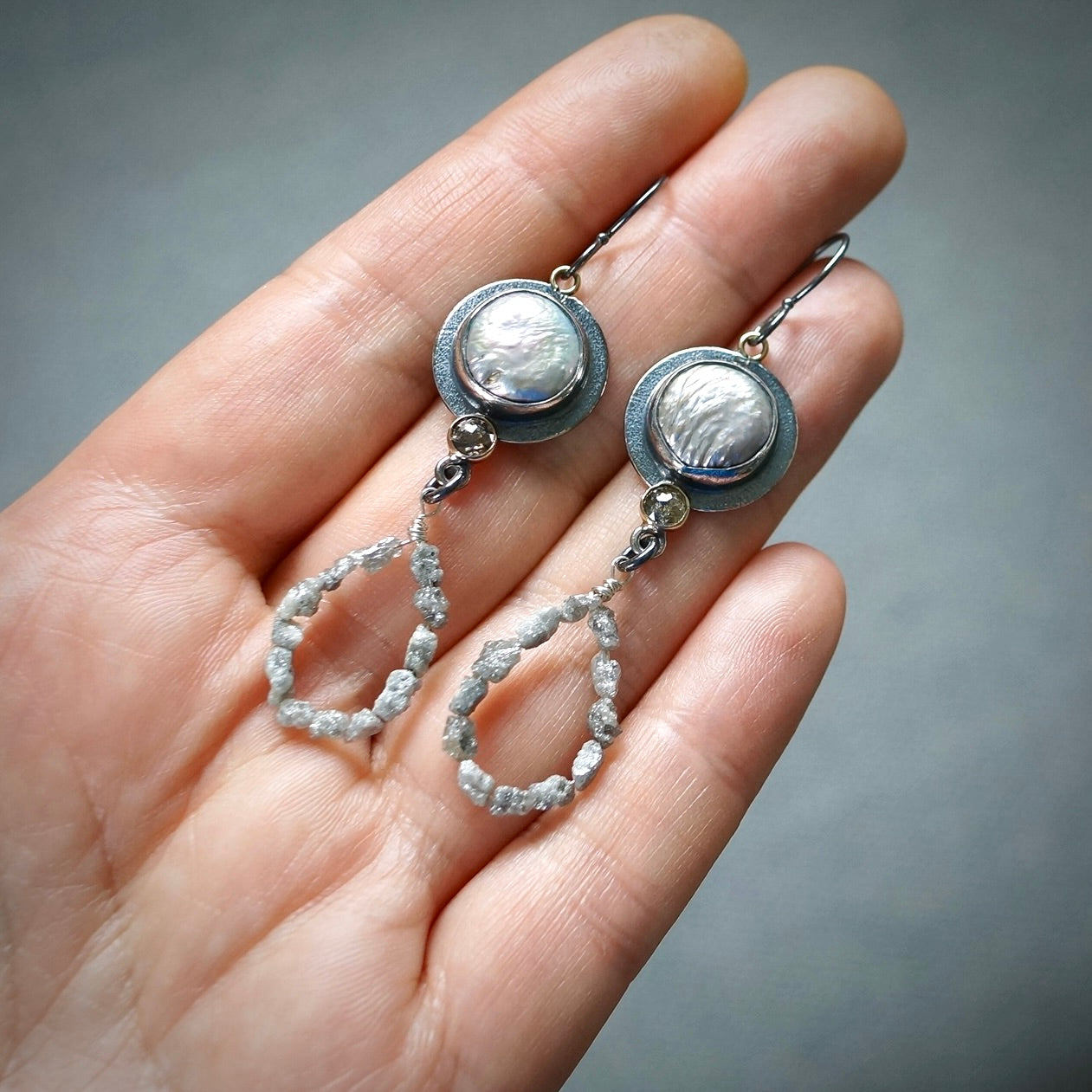 Pearl and diamond earrings
