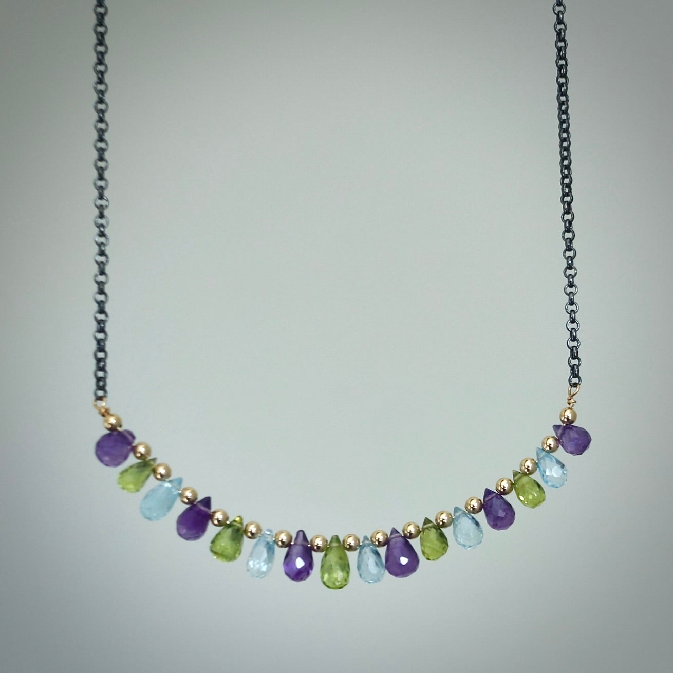 Amethyst, topaz and peridot briolette necklace