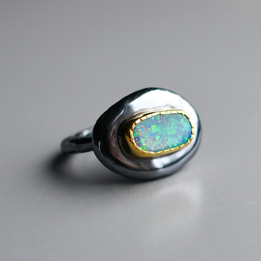 Australian opal Wabi Sabi ring