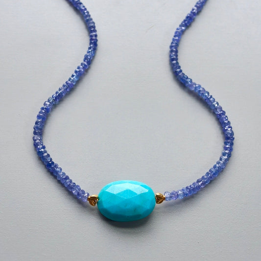 Tanzanite and Arizona turquoise necklace