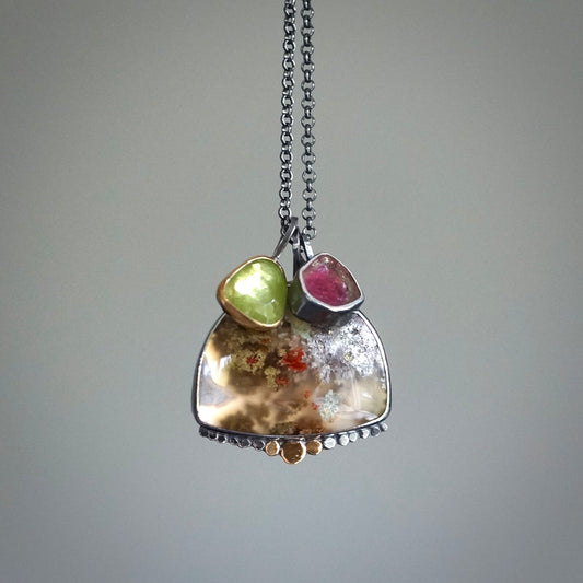 Moss agate Terrarium Pendant