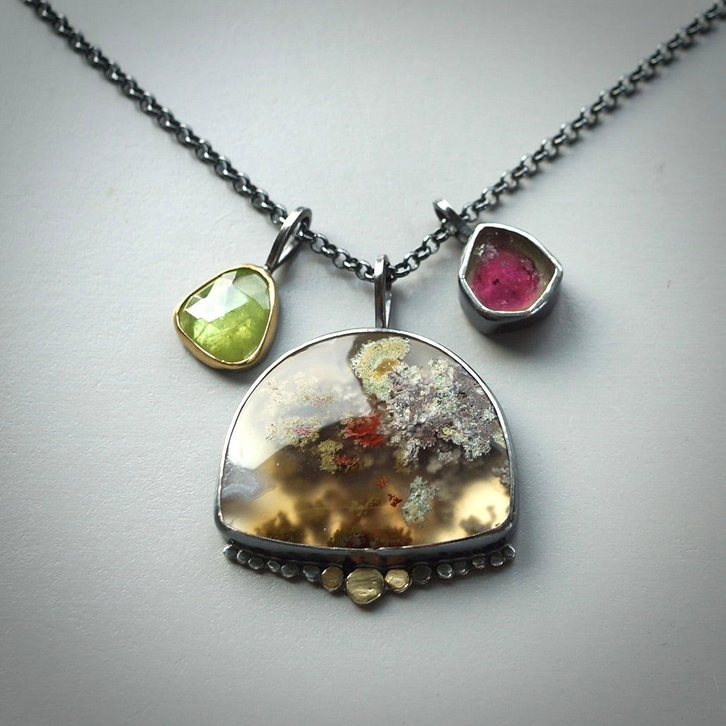 Moss agate Terrarium Pendant