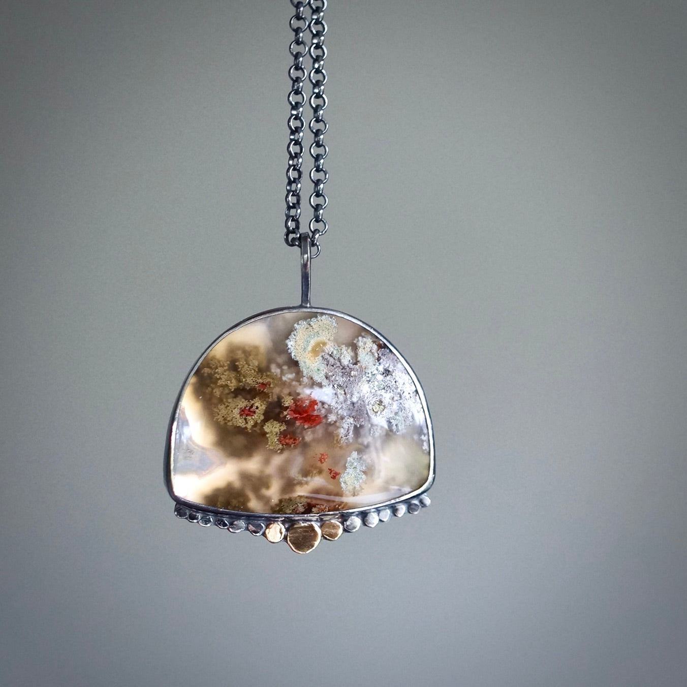 Moss agate Terrarium Pendant