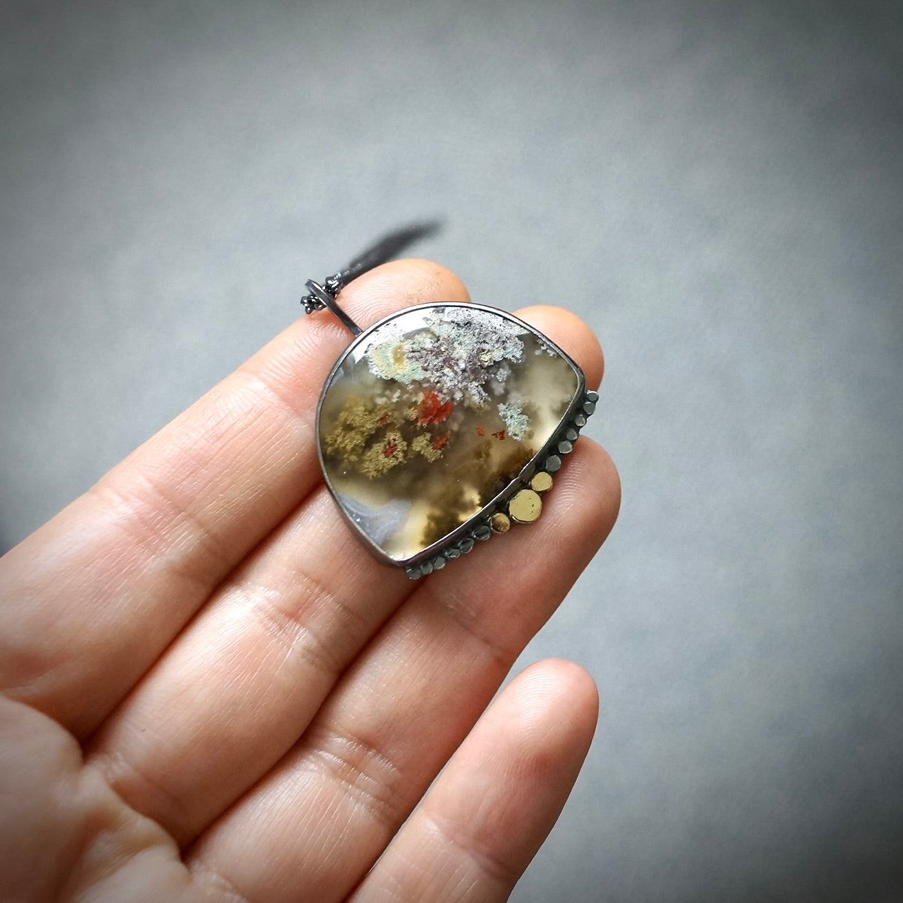 Moss agate Terrarium Pendant