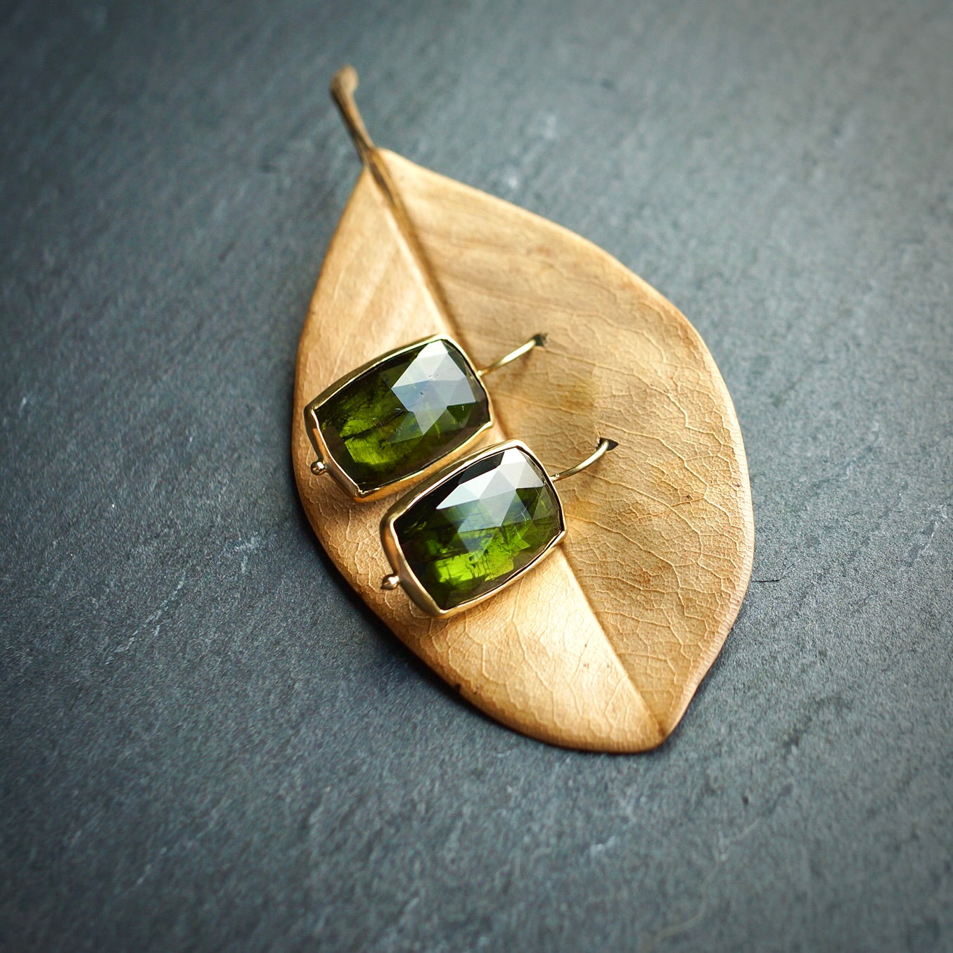 Green tourmaline earrings