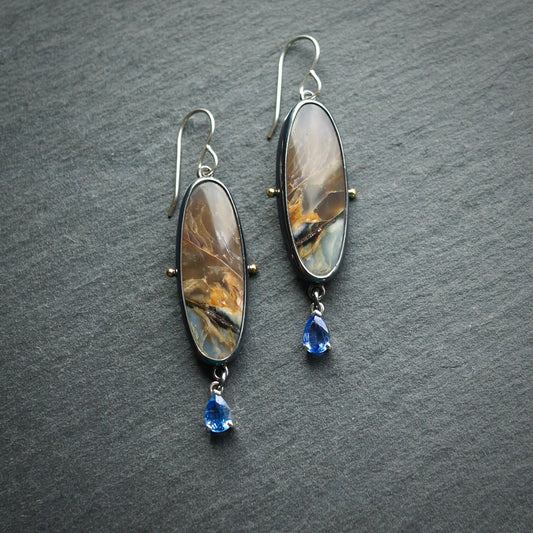 Misty Twilight Agate and Blue Kyanite earrings