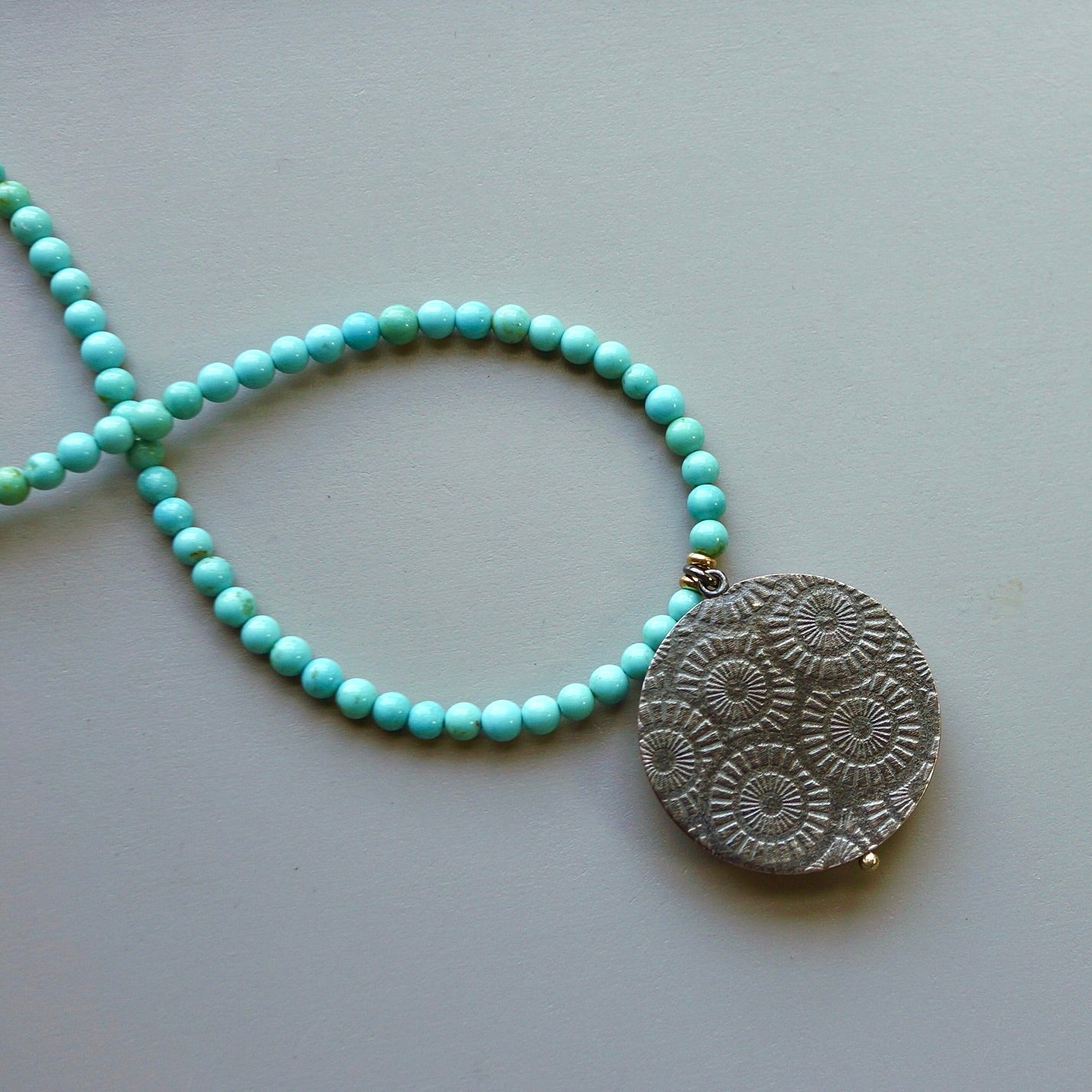 Moss agate and natural Campitos turquoise necklace