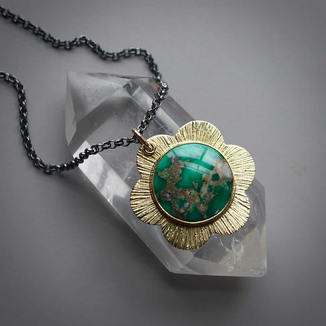 Broken Arrow Variscite Flower pendant