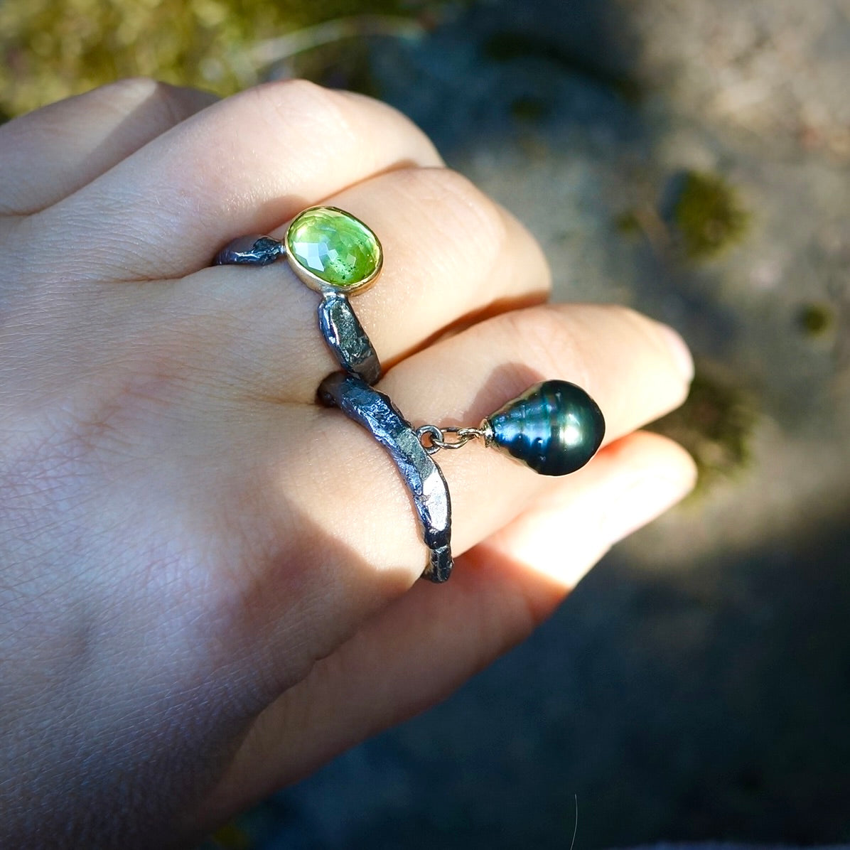 Dangle Tahitian pearl ring