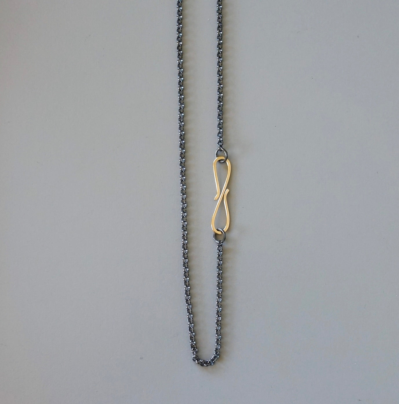 Oxidized sterling silver chain with 14K gold hook clasp - MADE TO ORDER