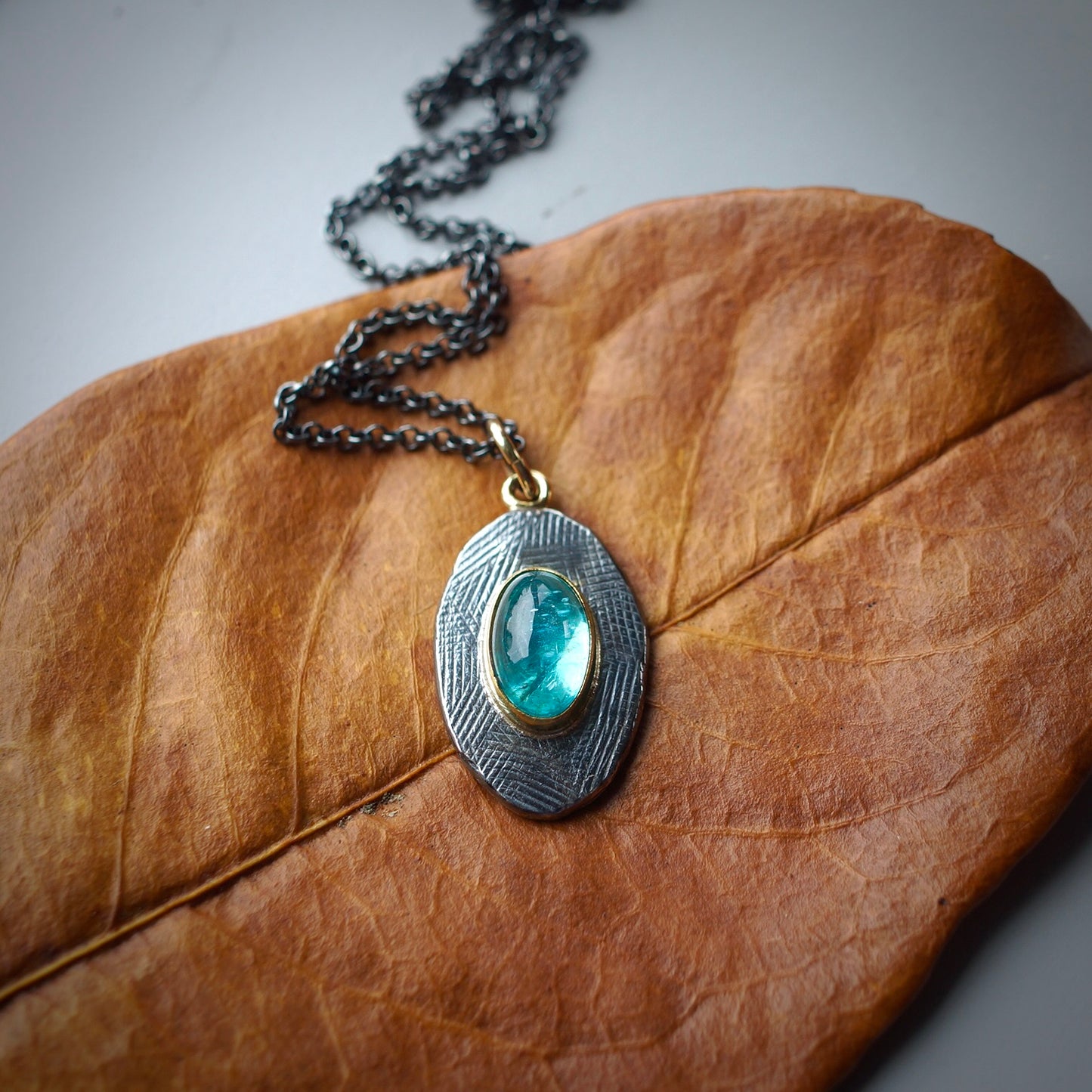 Blue apatite pendant