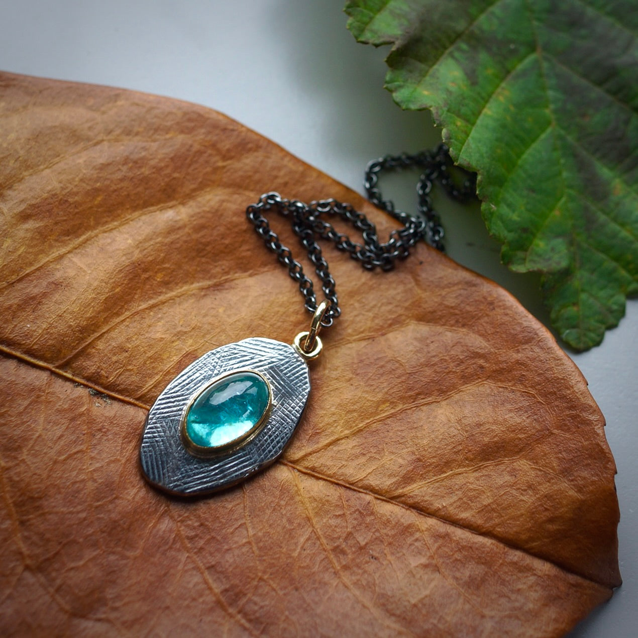 Blue apatite pendant
