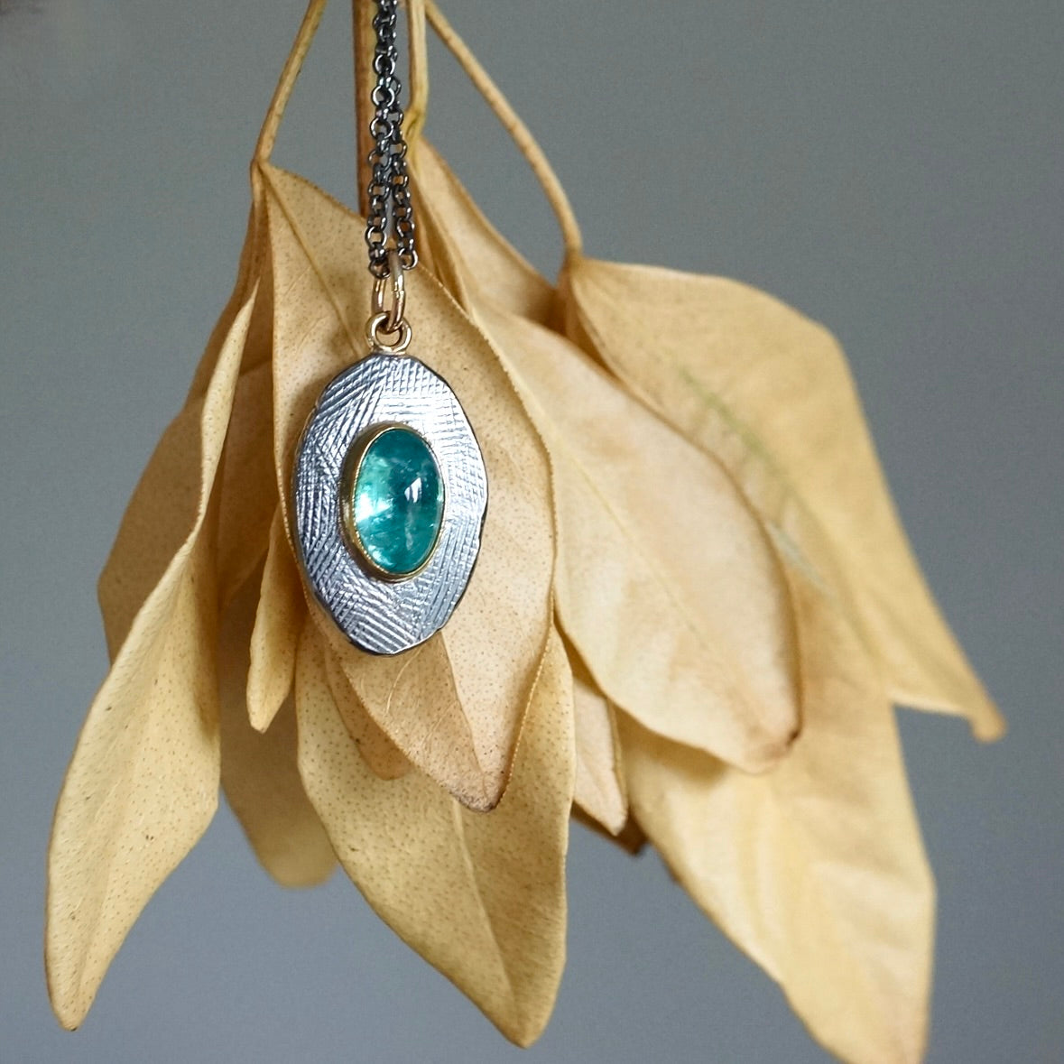 Blue apatite pendant