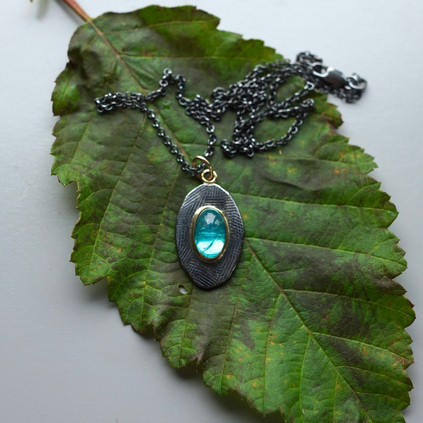 Blue apatite pendant