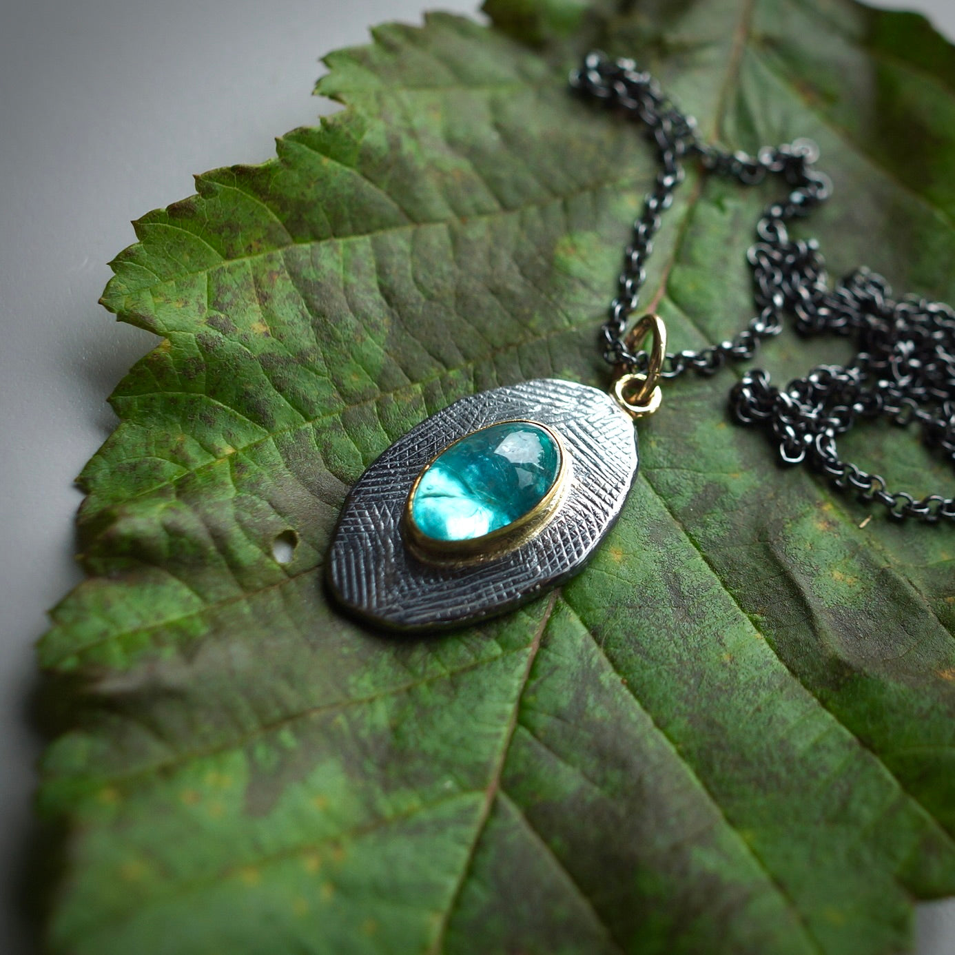 Blue apatite pendant