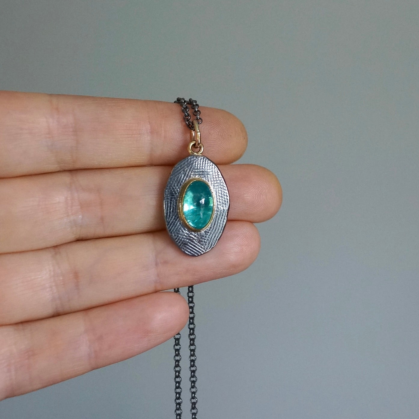Blue apatite pendant