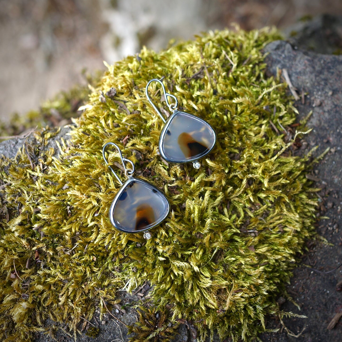 Montana agate and diamond earrings