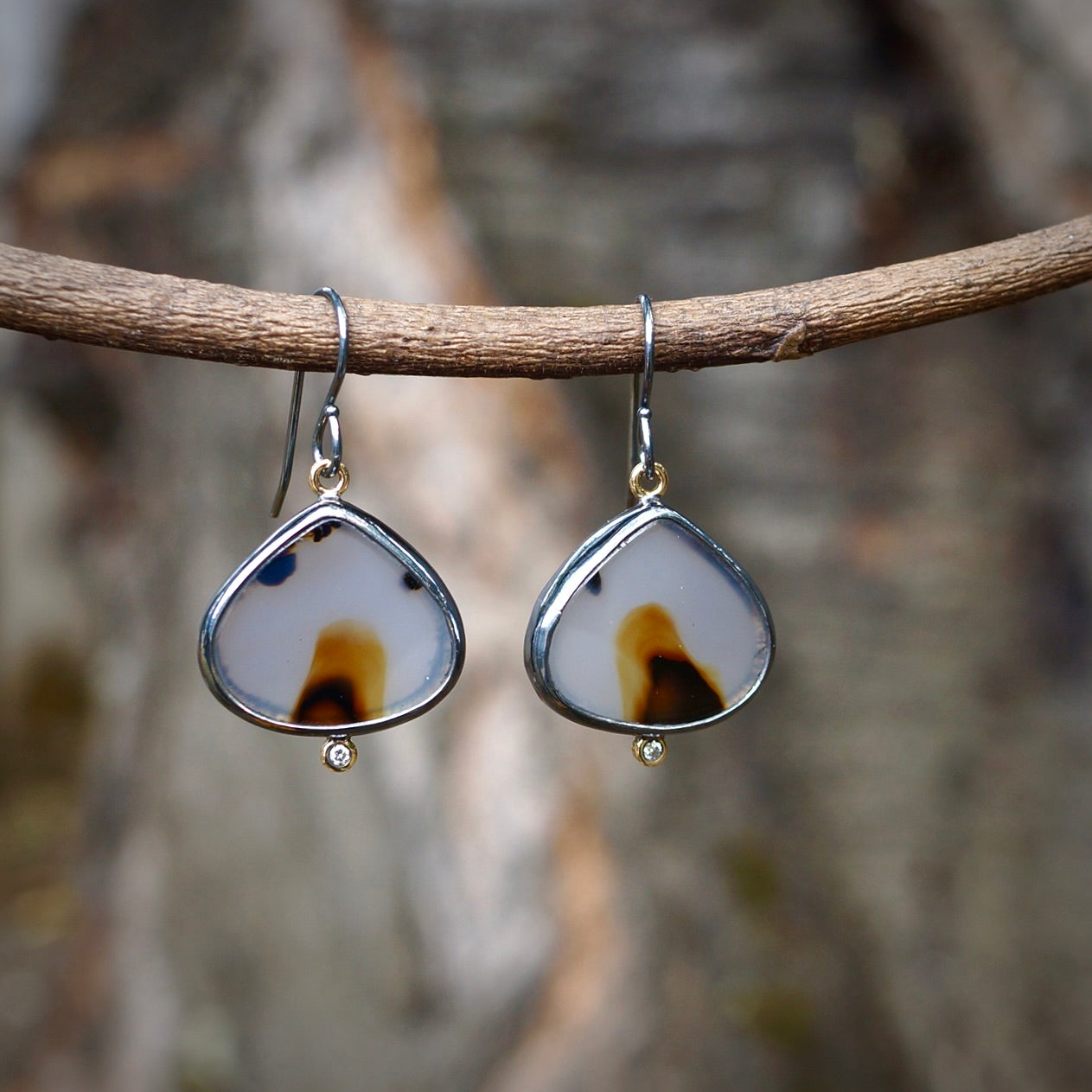 Montana agate and diamond earrings