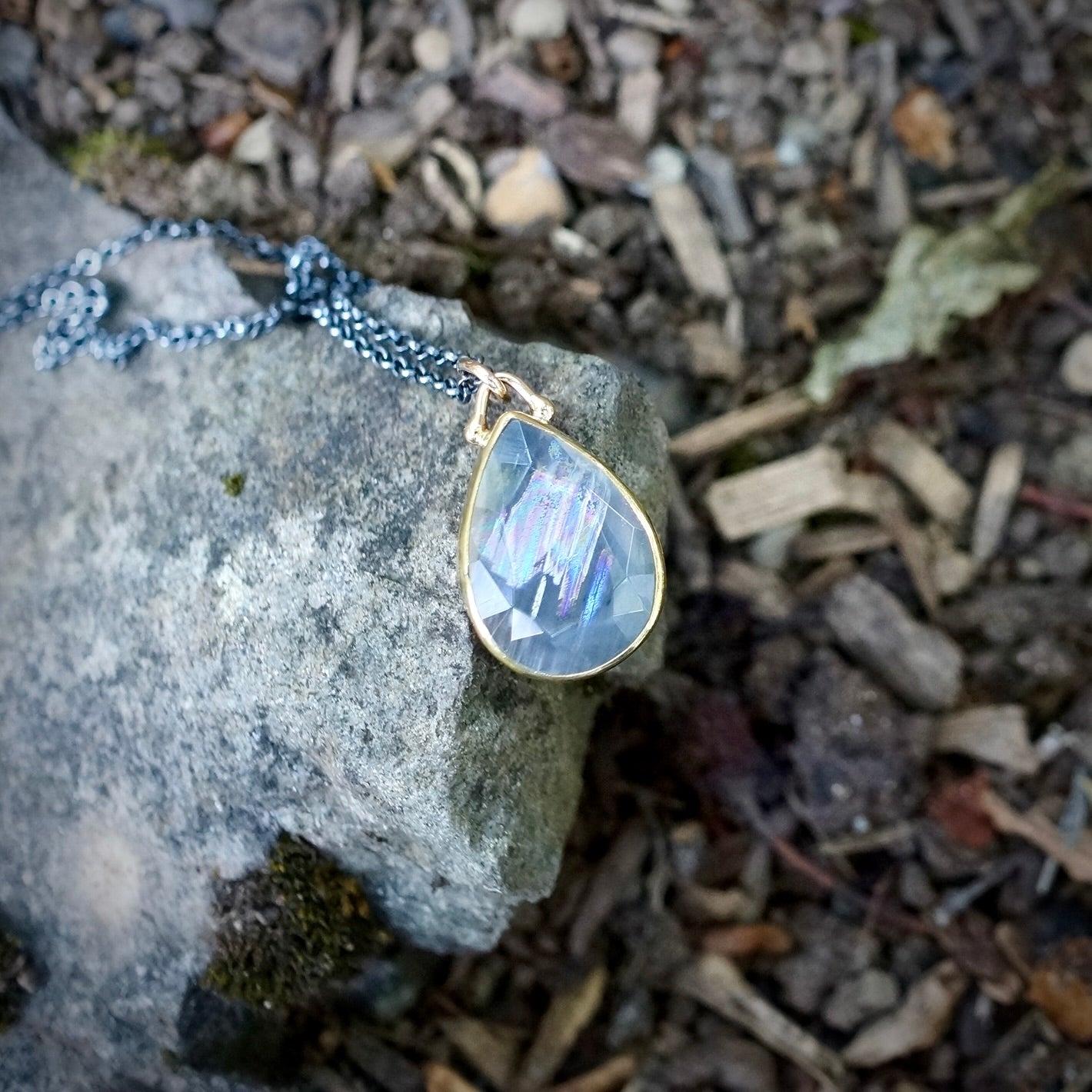 Rainbow Mlawi moonstone pendant