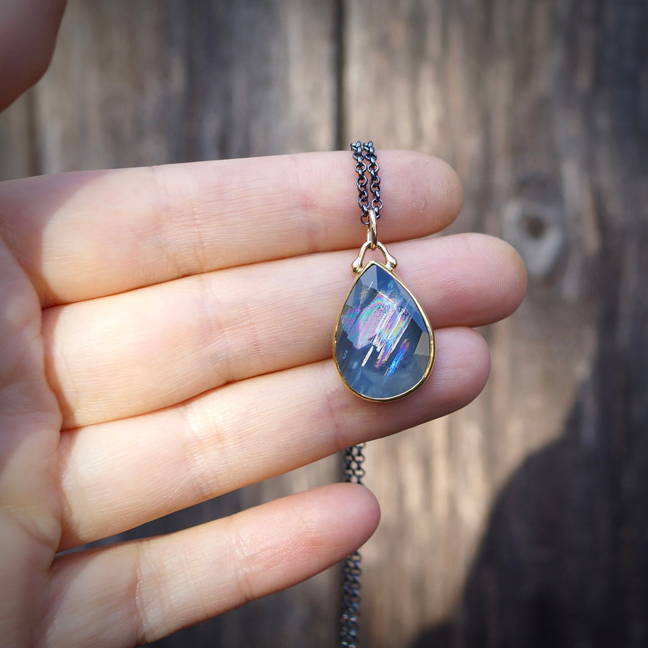 Rainbow Mlawi moonstone pendant