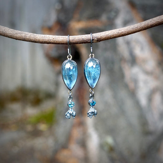 Aquamarine and London blue topaz earrings