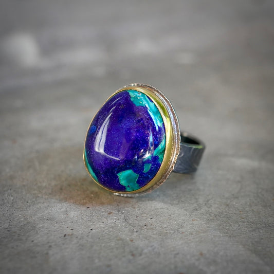 Azurite malachite ring