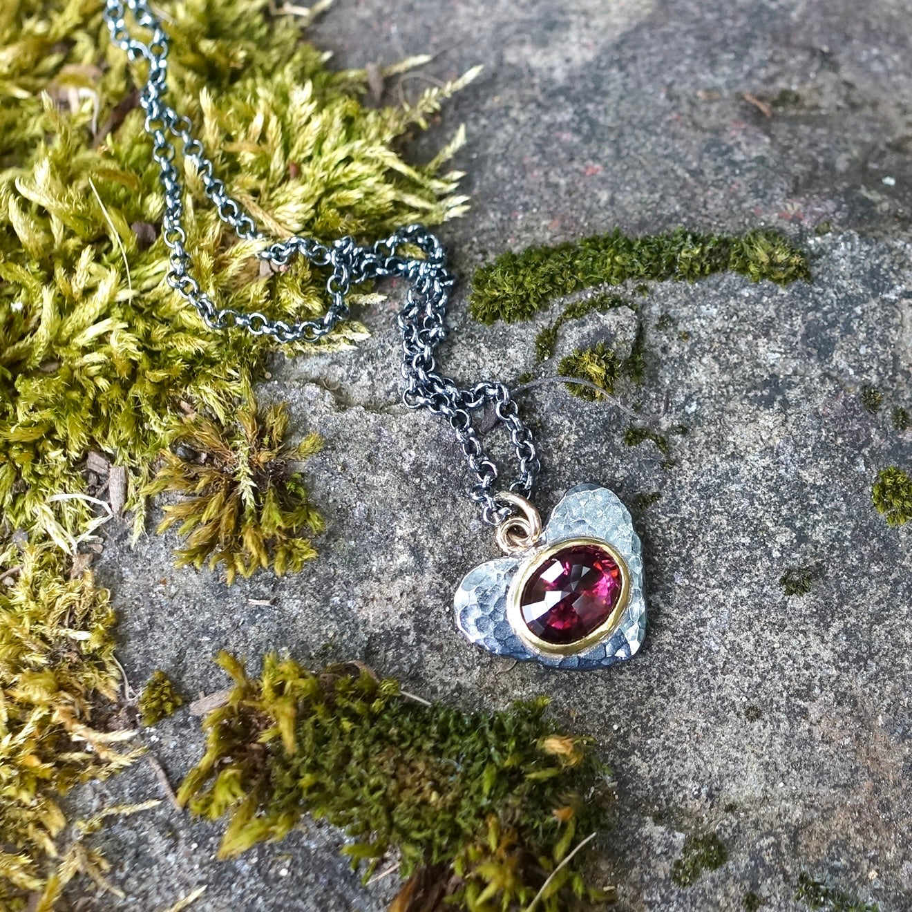 Rubellite tourmaline heart pendant