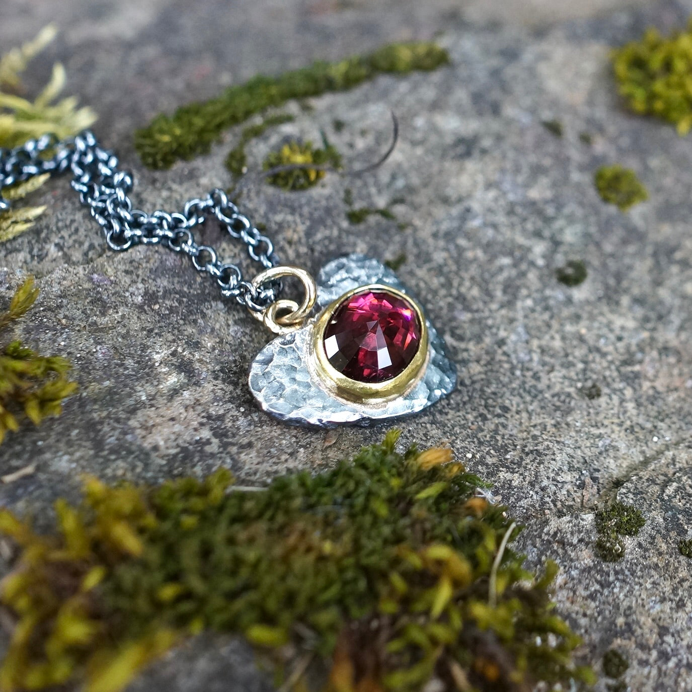 Rubellite tourmaline heart pendant