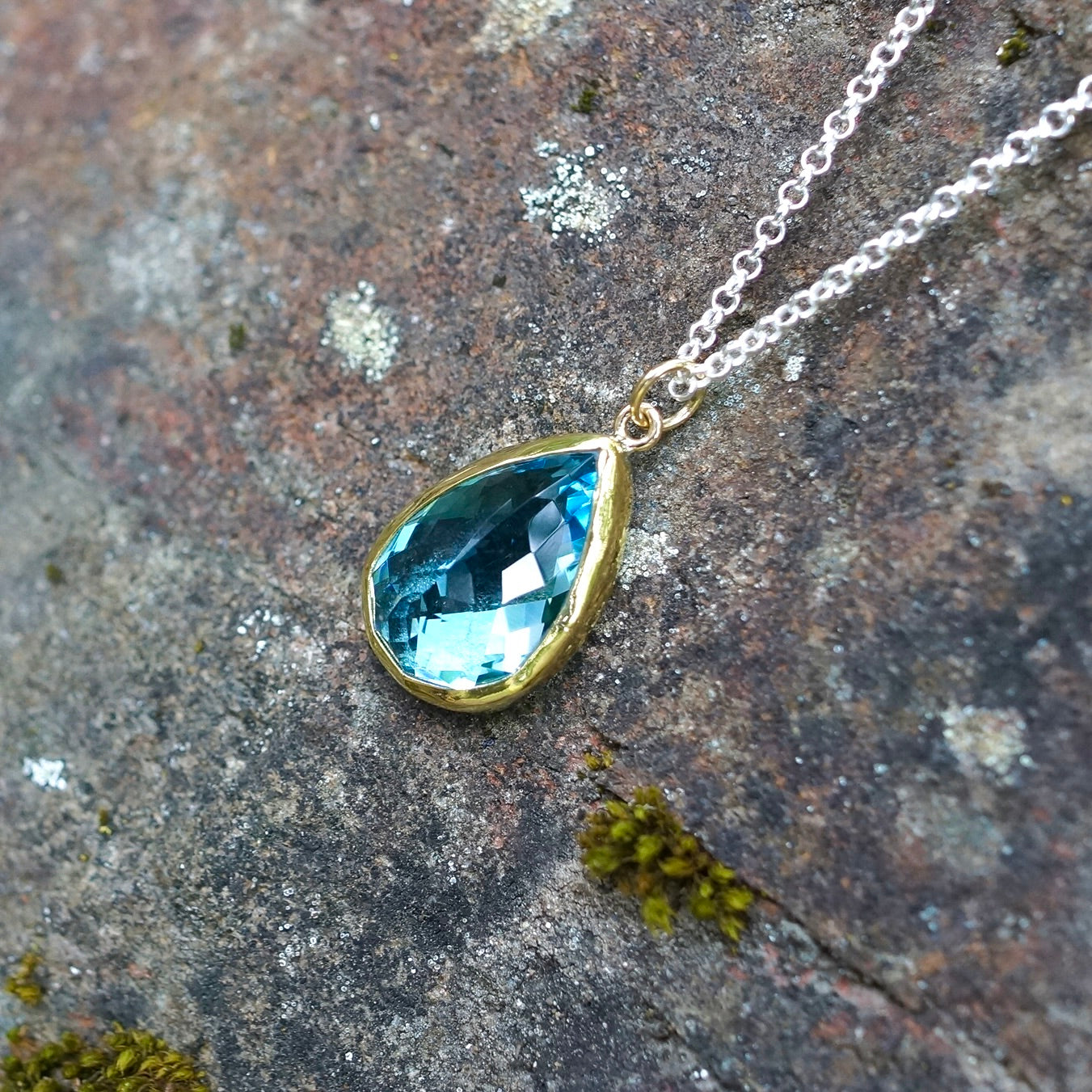 Swiss blue topaz drop pendant