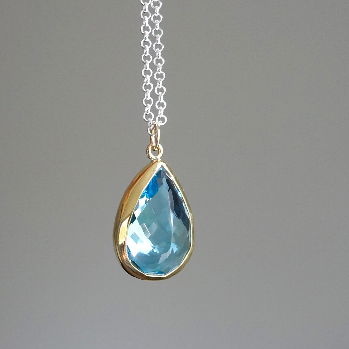 Swiss blue topaz drop pendant