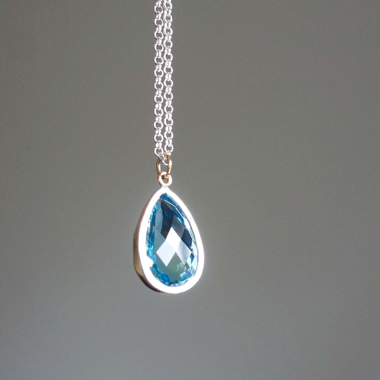 Swiss blue topaz drop pendant
