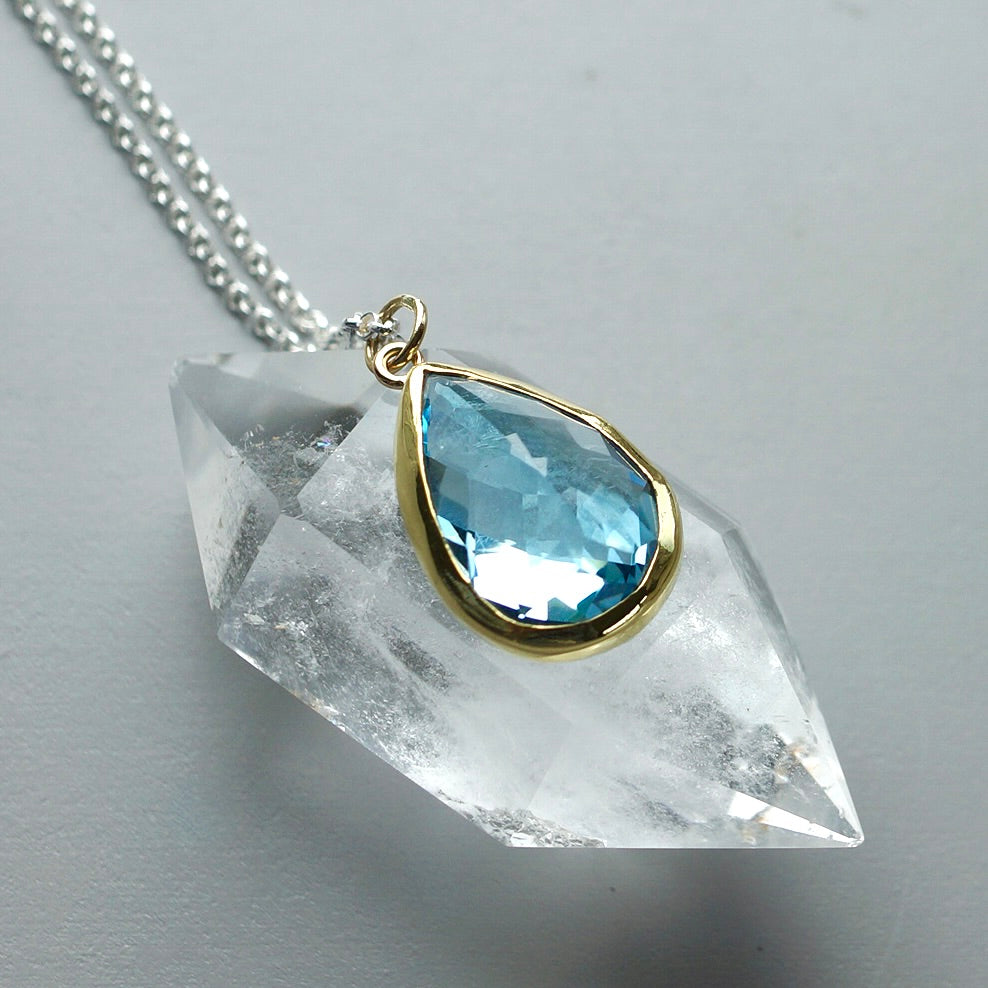 Swiss blue topaz drop pendant