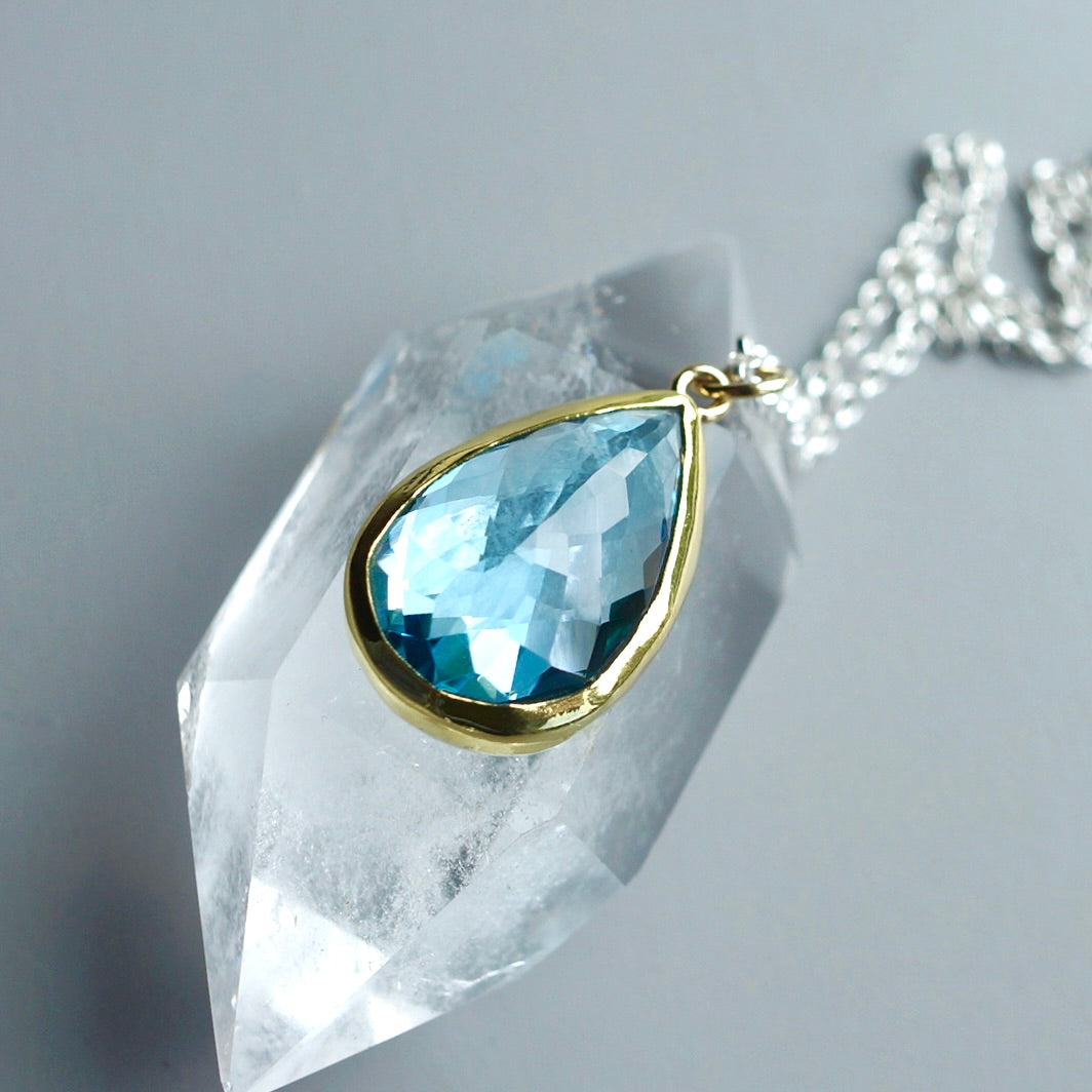 Swiss blue topaz drop pendant