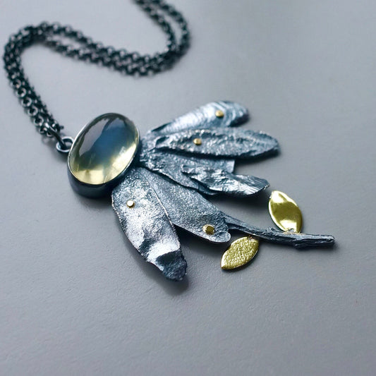 Malawi moonstone flower pendant