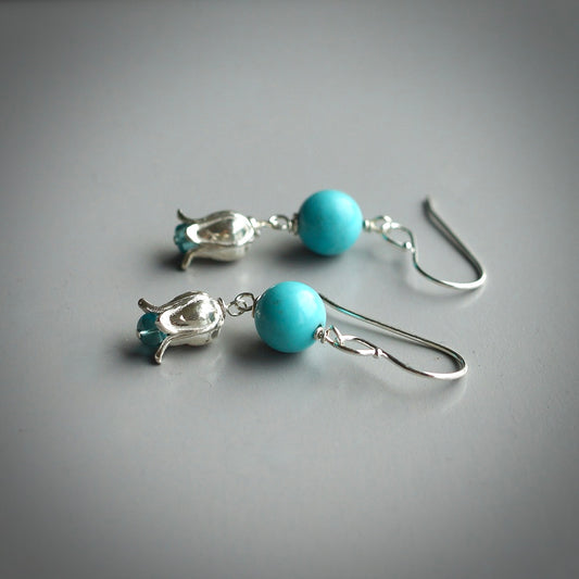 Campitos turquoise, apatite and tulip earrings