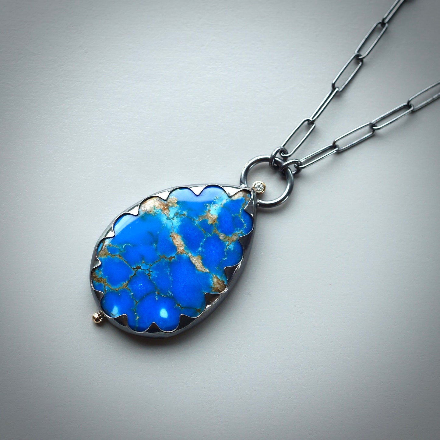 Ceruleite and diamond necklace