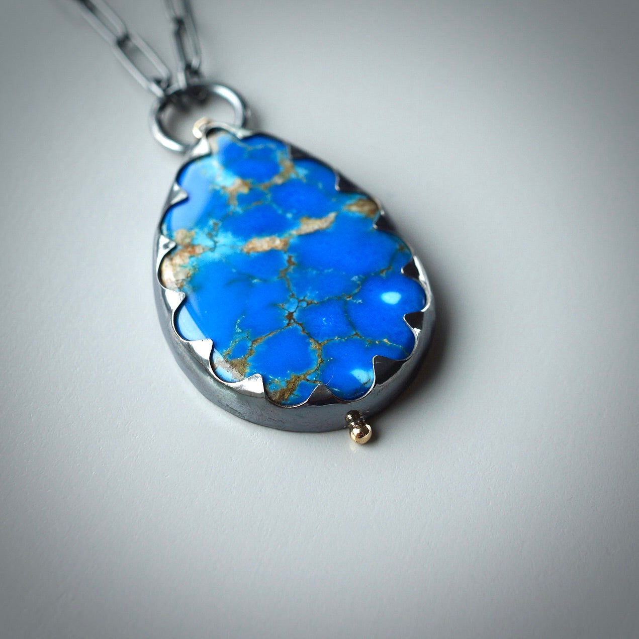 Ceruleite and diamond necklace