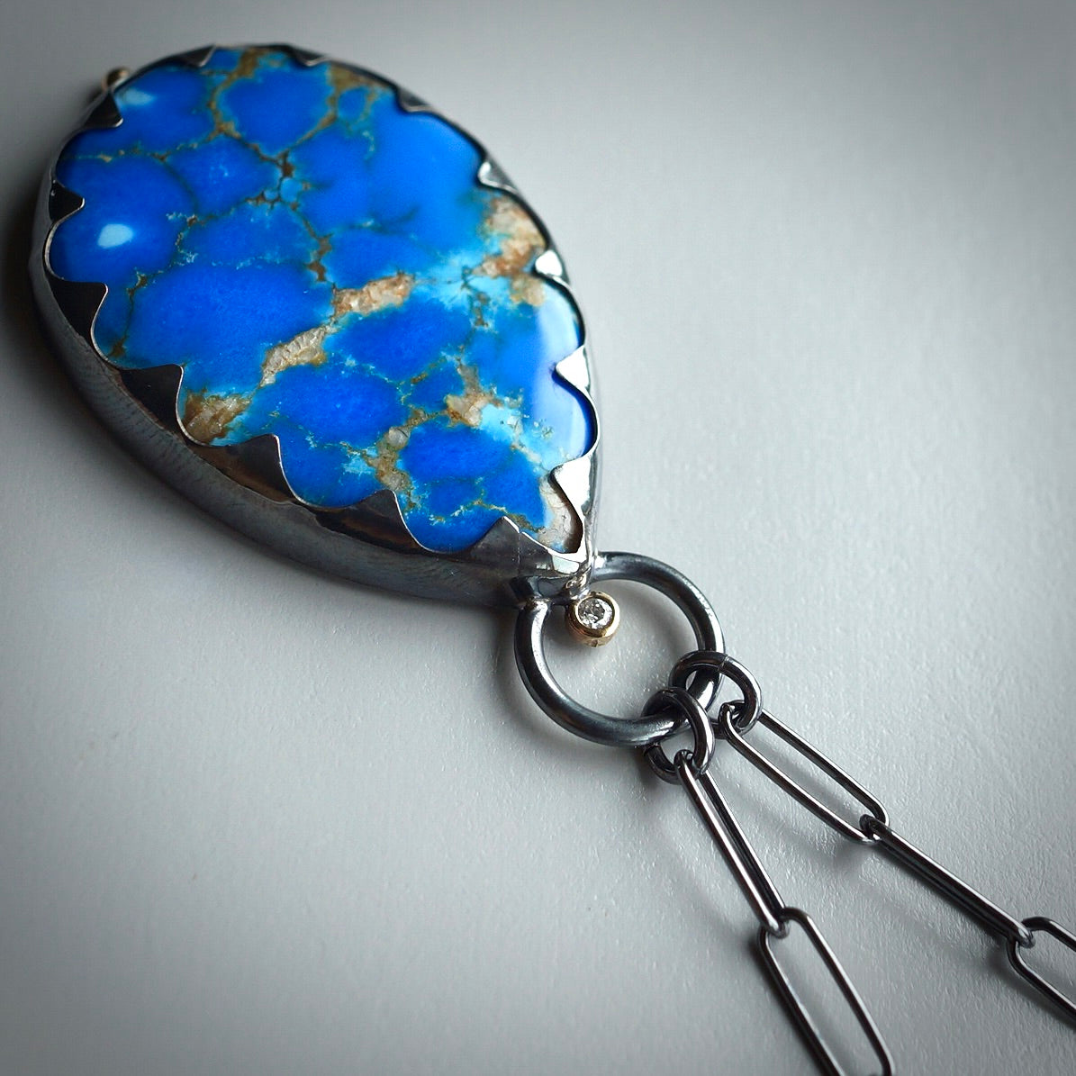 Ceruleite and diamond necklace