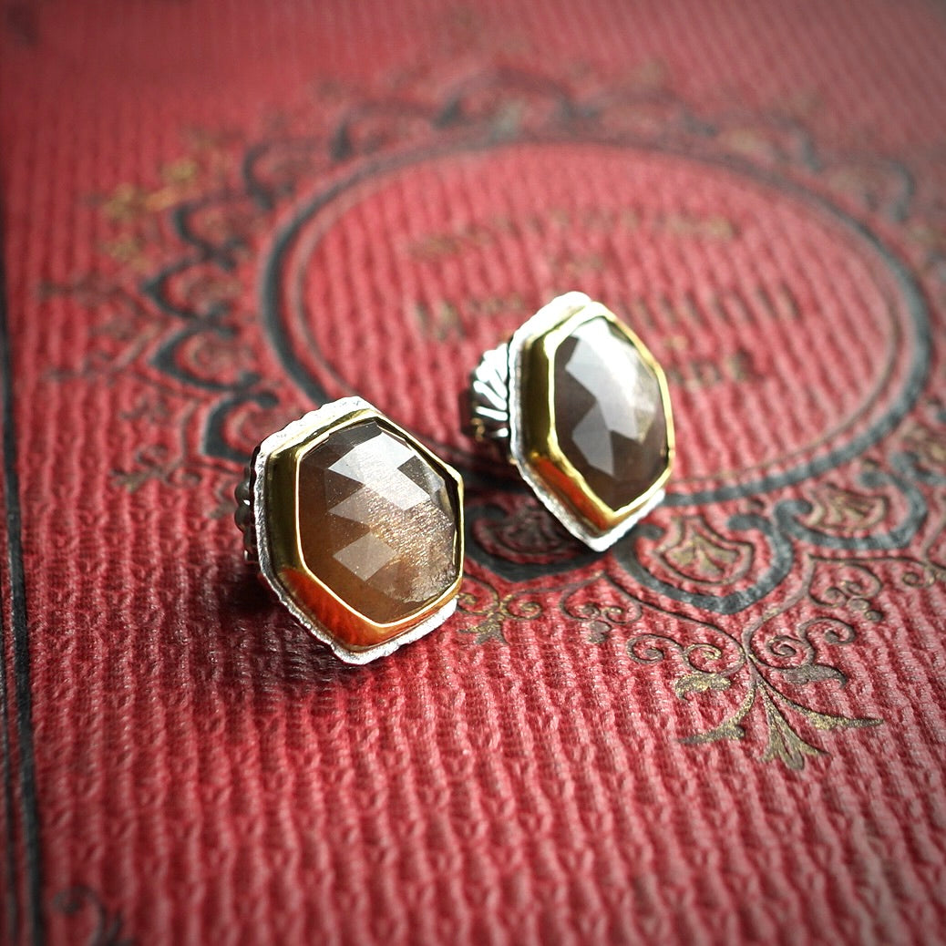 African sunstone post earrings