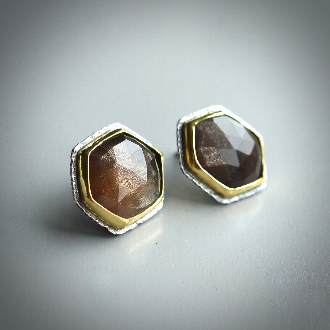 African sunstone post earrings