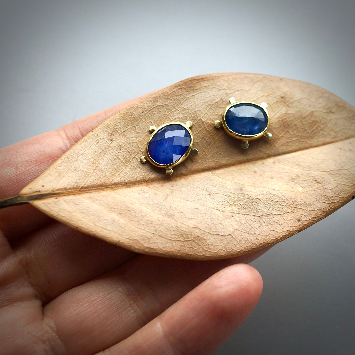Blue sapphire stud earrings