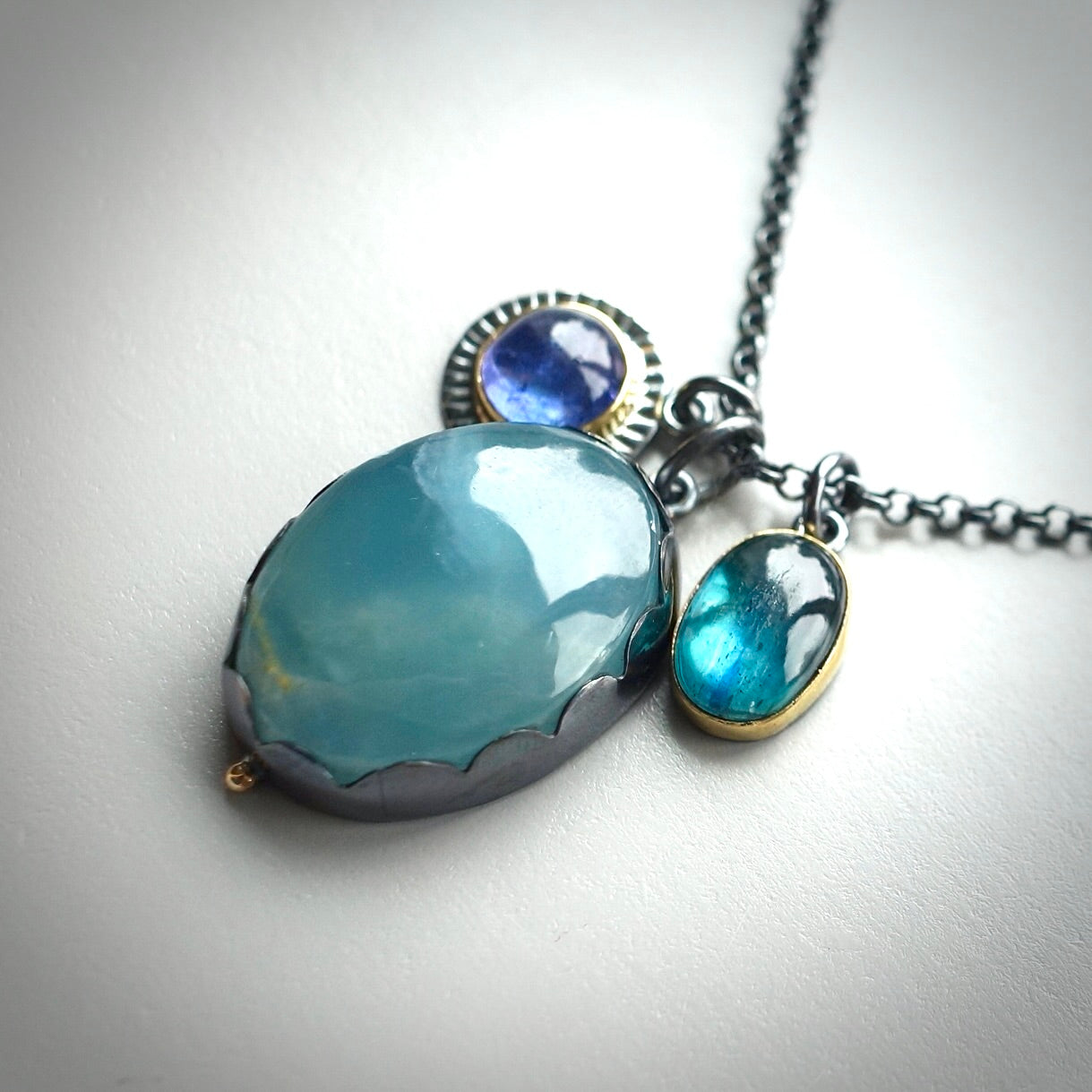 Blue calcite charm necklace
