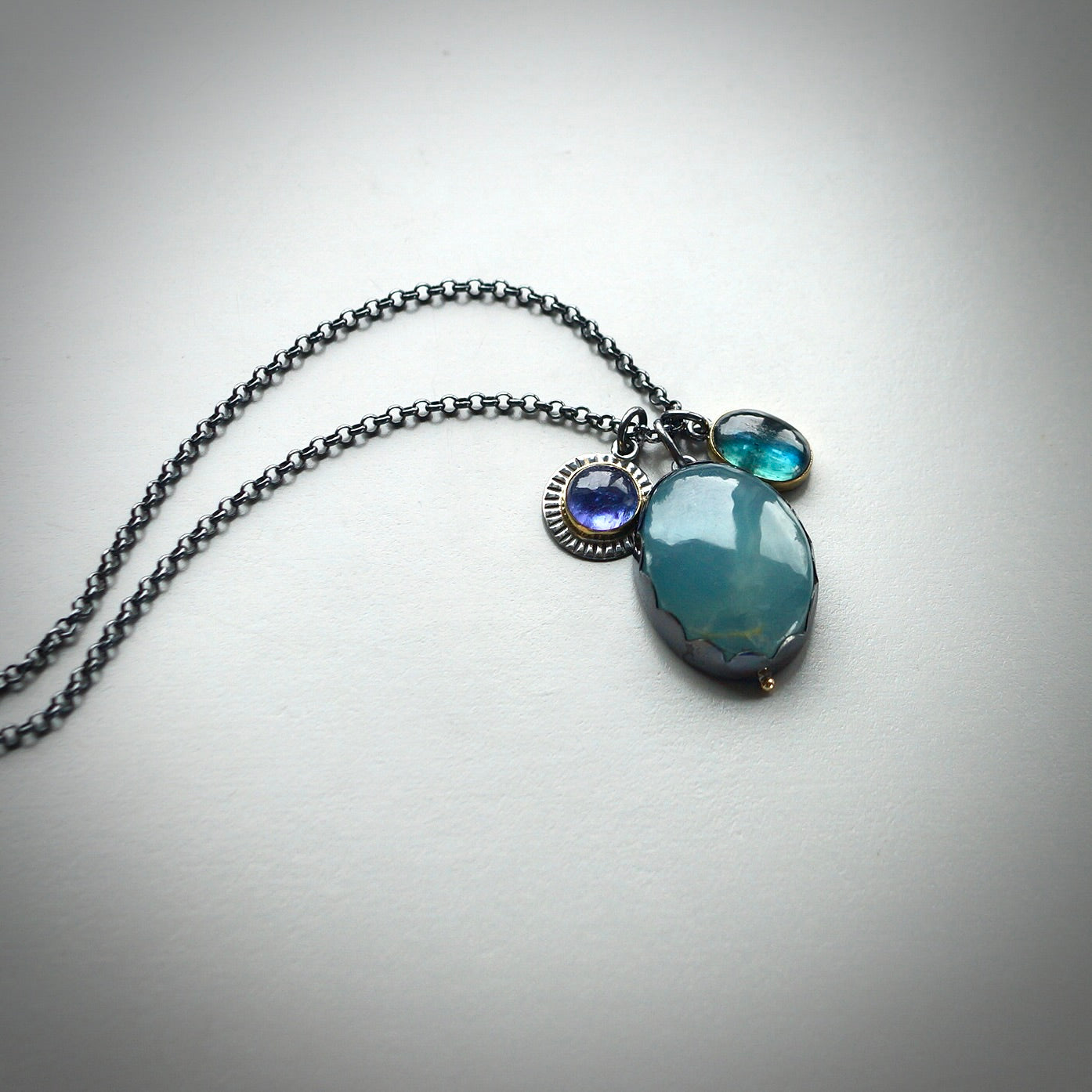 Blue calcite charm necklace