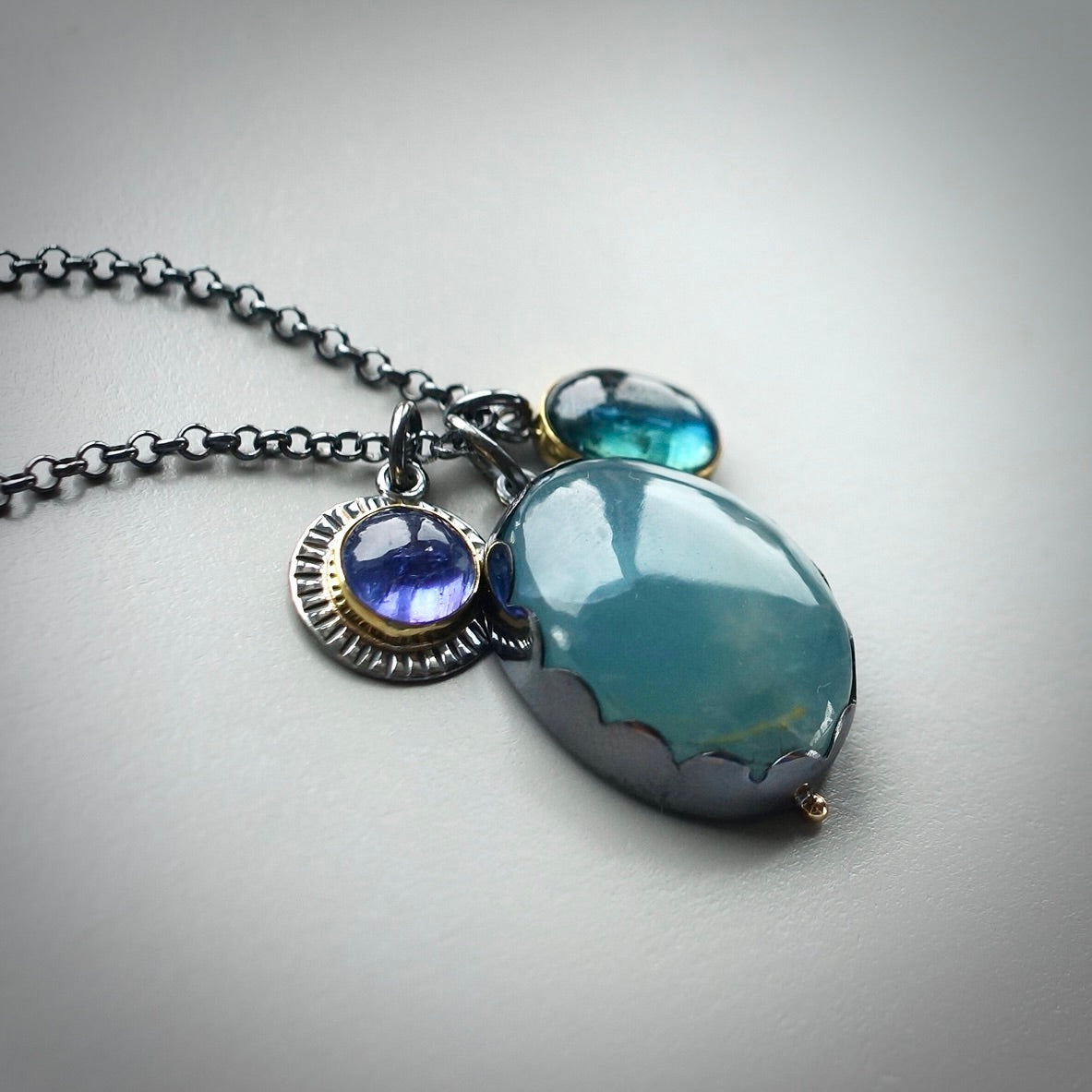 Blue calcite charm necklace