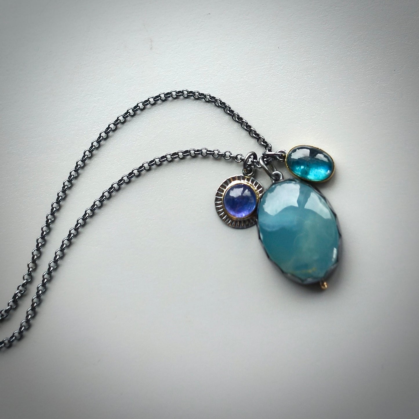 Blue calcite charm necklace