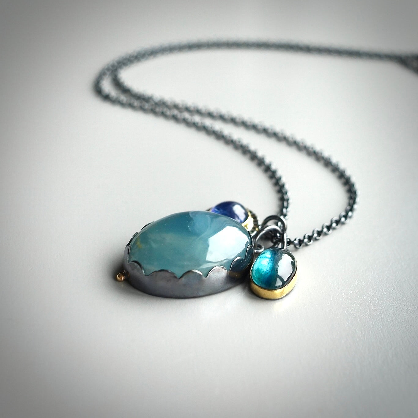 Blue calcite charm necklace